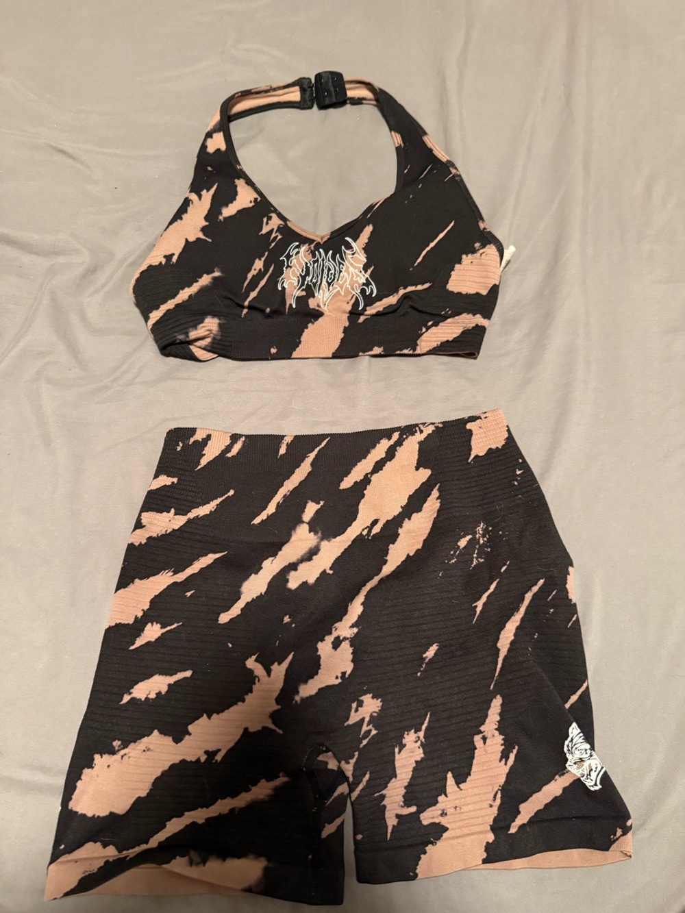 Darc sports Black & Beige Tie-Dye Ribbed Set